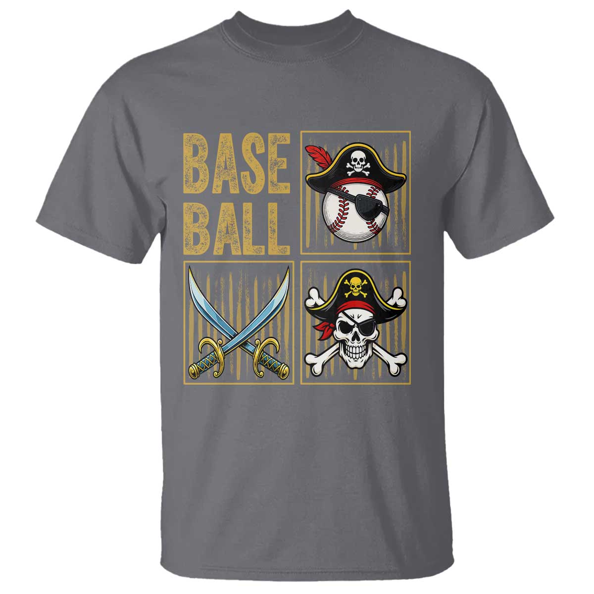 Funny Pirate Skeleton Baseball T Shirt Sports Lover Gifts - Wonder Print Shop