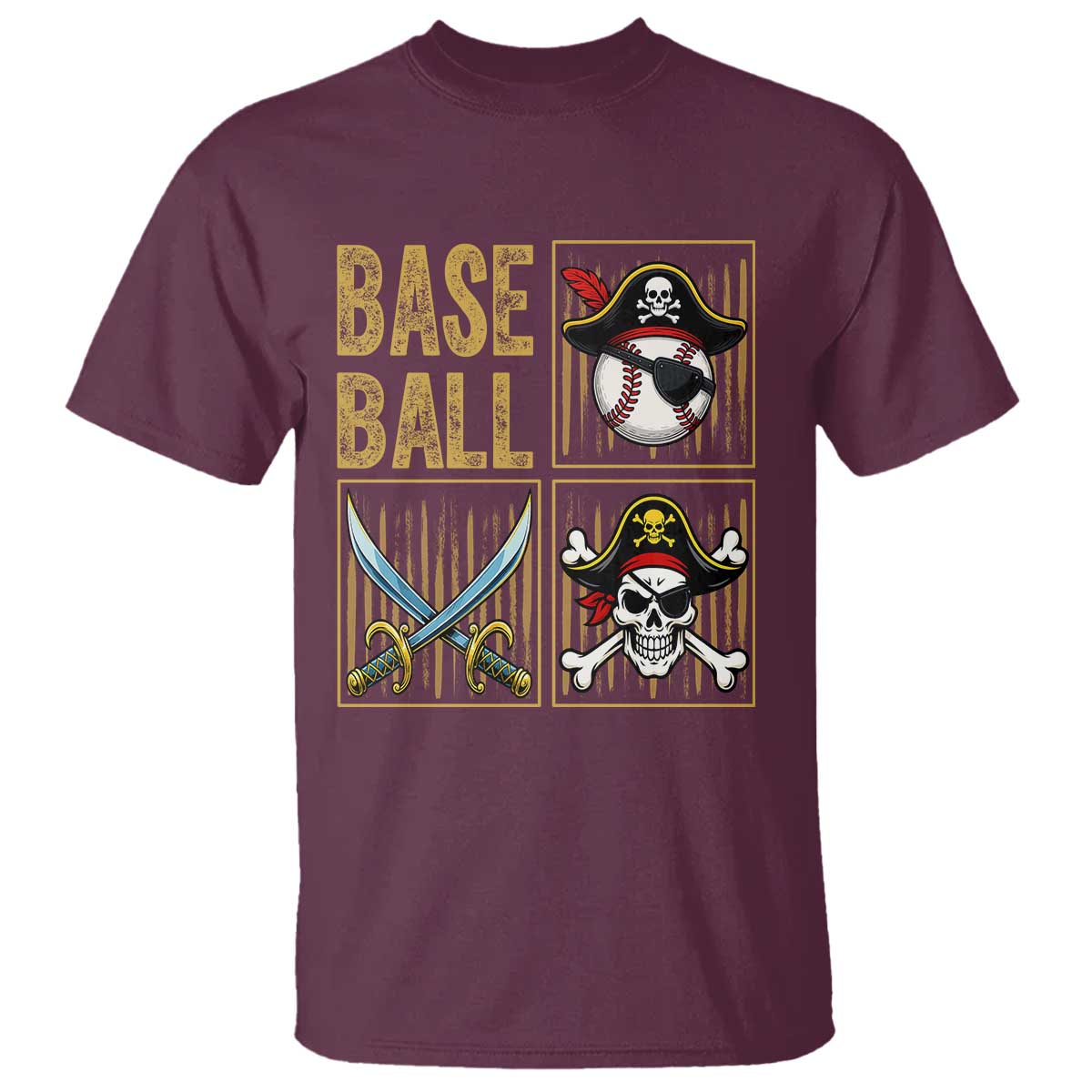 Funny Pirate Skeleton Baseball T Shirt Sports Lover Gifts - Wonder Print Shop