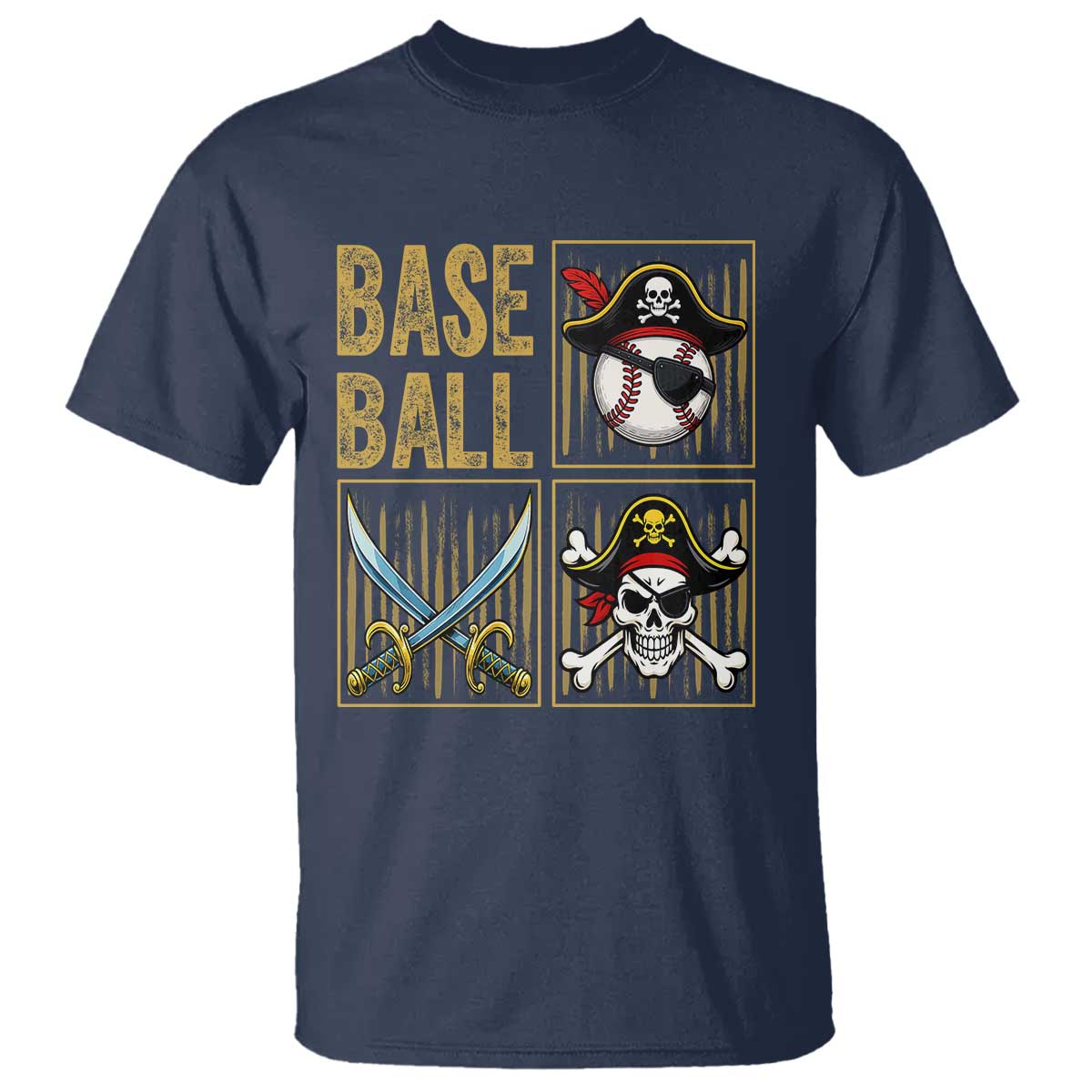 Funny Pirate Skeleton Baseball T Shirt Sports Lover Gifts - Wonder Print Shop