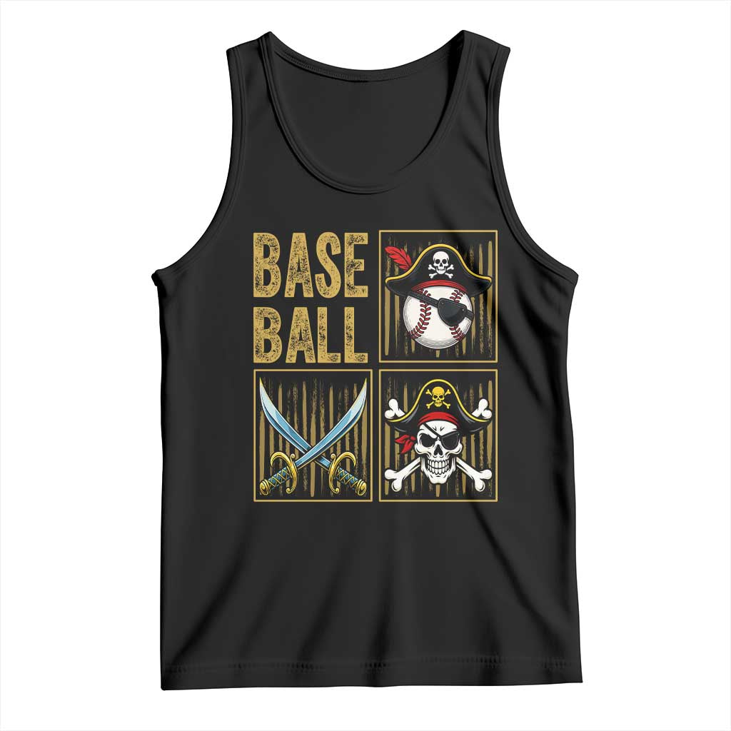 Funny Pirate Skeleton Baseball Tank Top Sports Lover Gifts - Wonder Print Shop