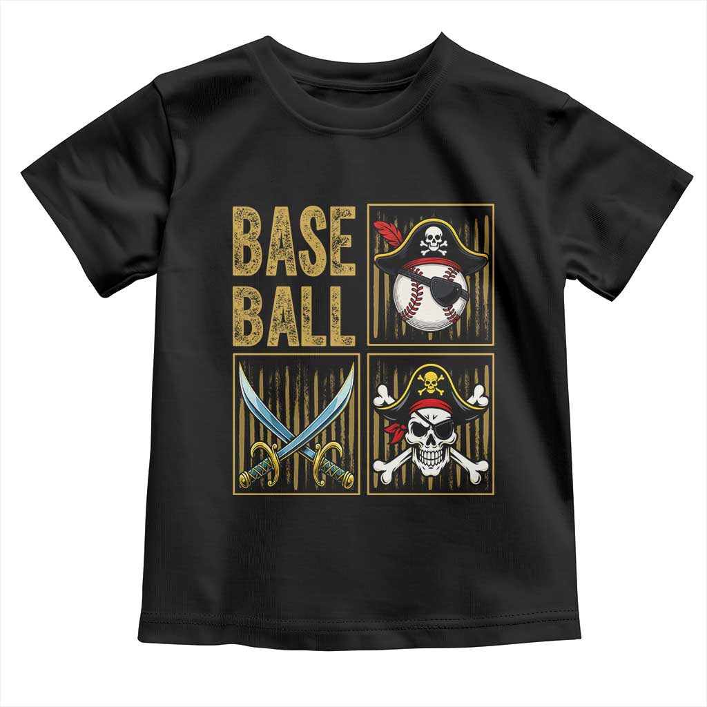 Funny Pirate Skeleton Baseball Toddler T Shirt Sports Lover Gifts - Wonder Print Shop