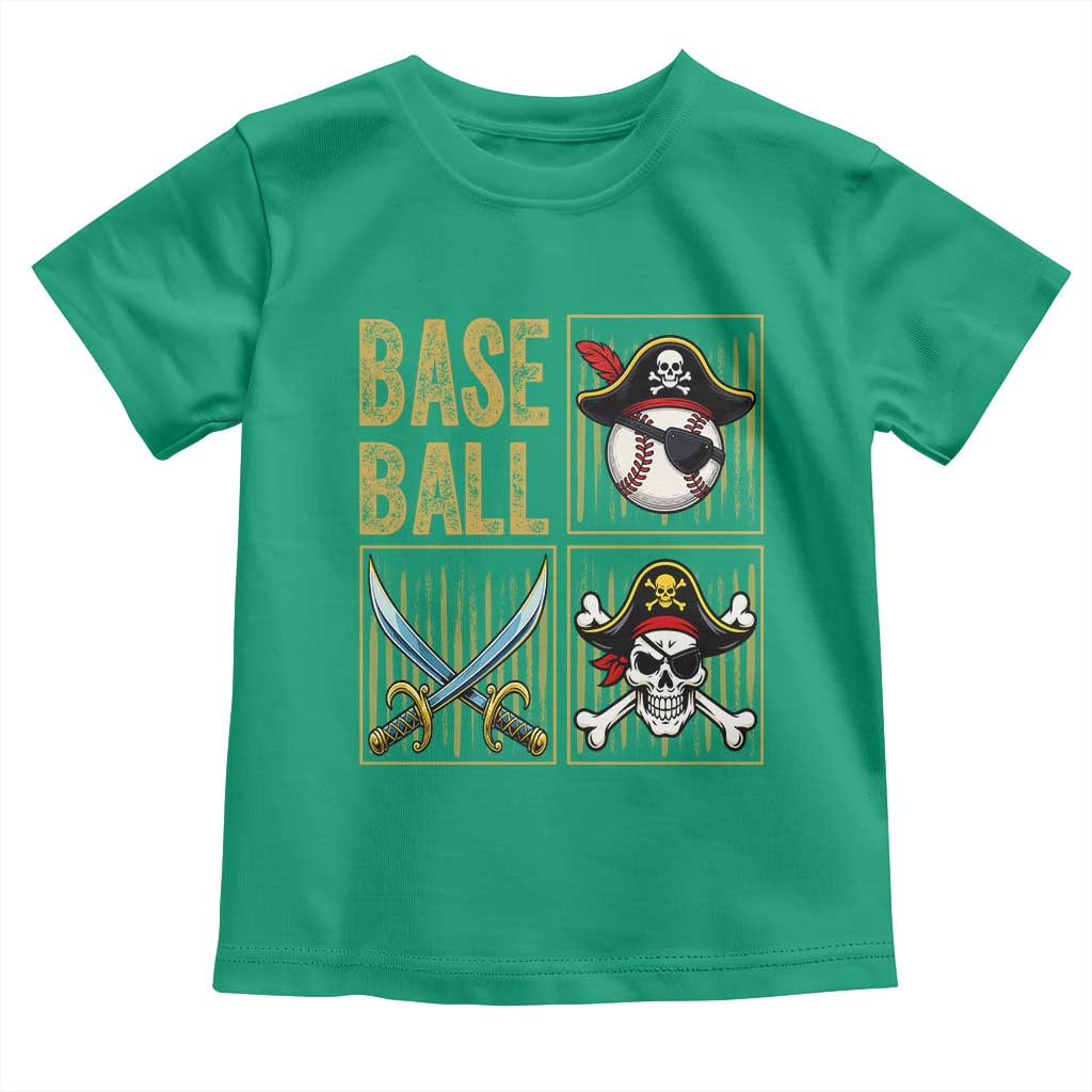 Funny Pirate Skeleton Baseball Toddler T Shirt Sports Lover Gifts - Wonder Print Shop