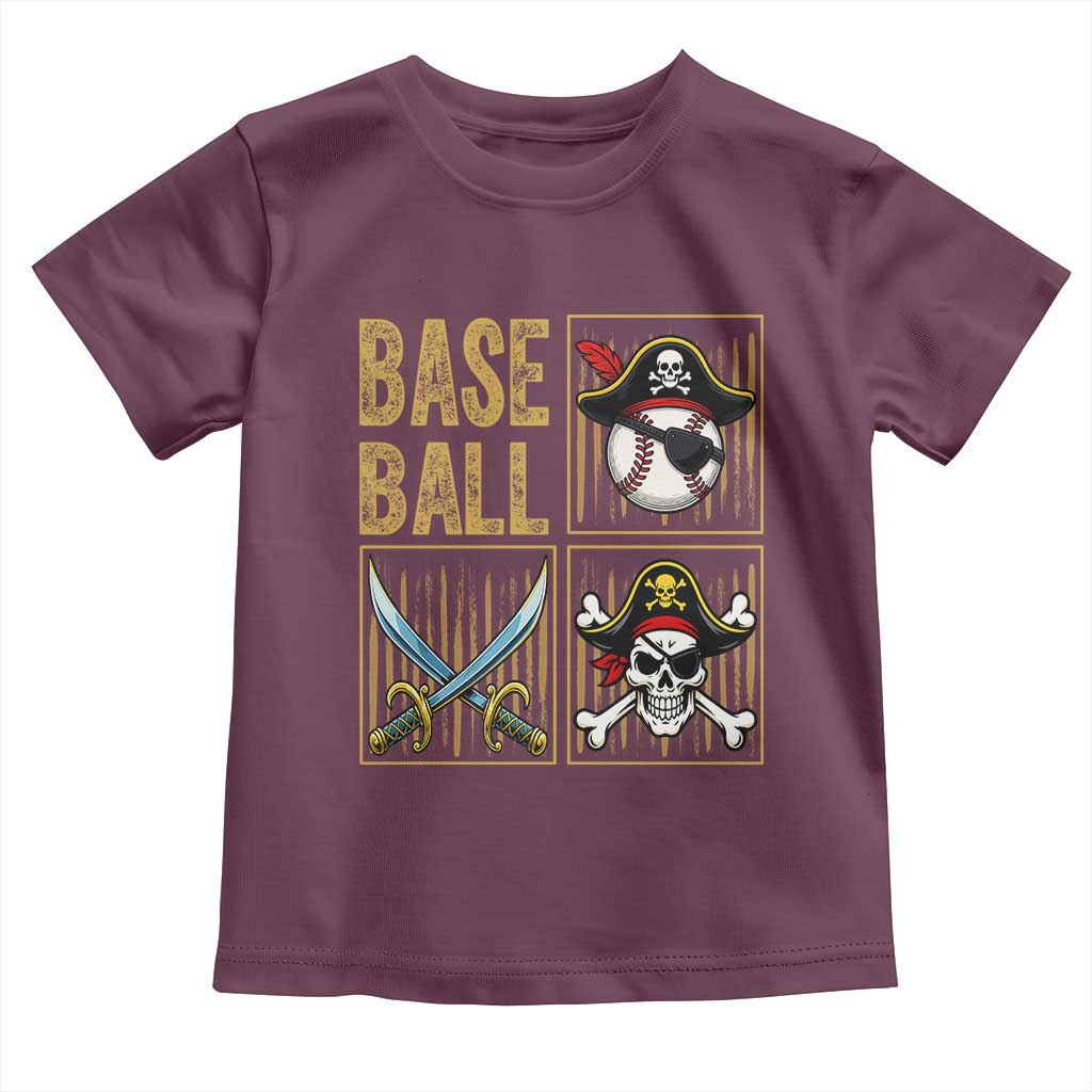 Funny Pirate Skeleton Baseball Toddler T Shirt Sports Lover Gifts - Wonder Print Shop