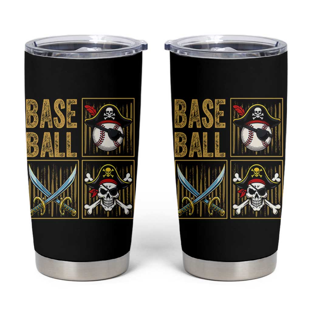 Funny Pirate Skeleton Baseball Tumbler Cup Sports Lover Gifts