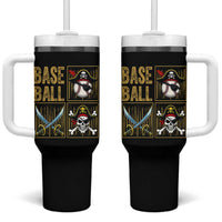 Funny Pirate Skeleton Baseball Tumbler With Handle Sports Lover Gifts