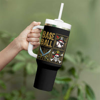 Funny Pirate Skeleton Baseball Tumbler With Handle Sports Lover Gifts