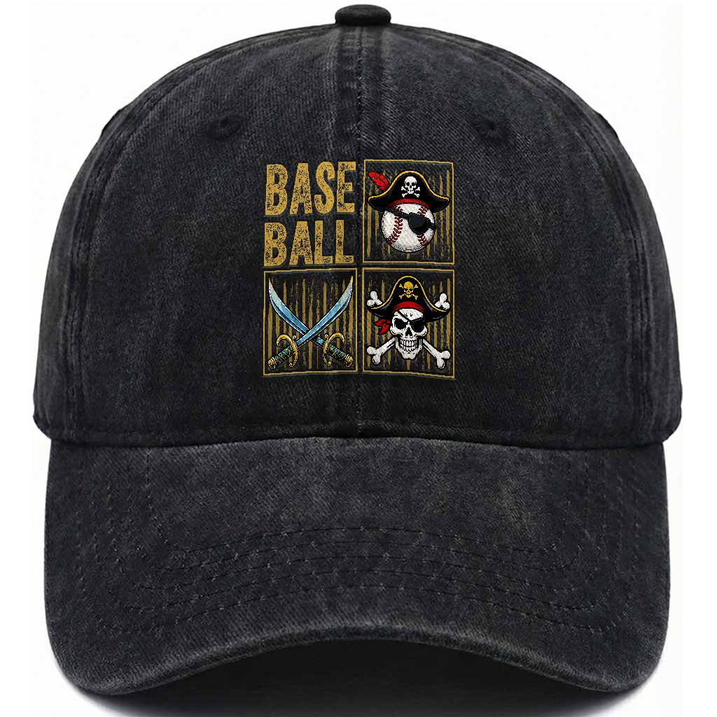 Funny Pirate Skeleton Baseball Washed Cotton Baseball Cap Sports Lover Gifts