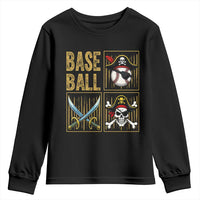 Funny Pirate Skeleton Baseball Youth Sweatshirt Sports Lover Gifts - Wonder Print Shop