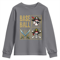 Funny Pirate Skeleton Baseball Youth Sweatshirt Sports Lover Gifts - Wonder Print Shop