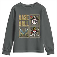 Funny Pirate Skeleton Baseball Youth Sweatshirt Sports Lover Gifts - Wonder Print Shop