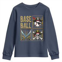 Funny Pirate Skeleton Baseball Youth Sweatshirt Sports Lover Gifts - Wonder Print Shop