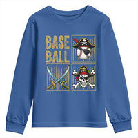 Funny Pirate Skeleton Baseball Youth Sweatshirt Sports Lover Gifts - Wonder Print Shop