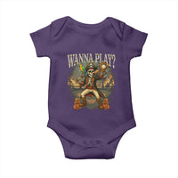 Halloween Baseball Baby Onesie Funny Wanna Play Dabbing Pirate Skeleton Catcher - Wonder Print Shop