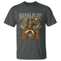 Halloween Baseball T Shirt Funny Wanna Play Dabbing Pirate Skeleton Catcher - Wonder Print Shop