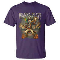 Halloween Baseball T Shirt Funny Wanna Play Dabbing Pirate Skeleton Catcher - Wonder Print Shop