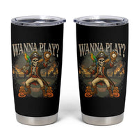 Halloween Baseball Tumbler Cup Funny Wanna Play Dabbing Pirate Skeleton Catcher