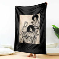 Vintage 70s Afro Queen Black Girl Pride Fashion Throw Blanket