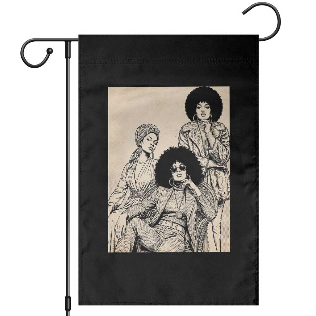 Vintage 70s Afro Queen Black Girl Pride Fashion Garden Flag