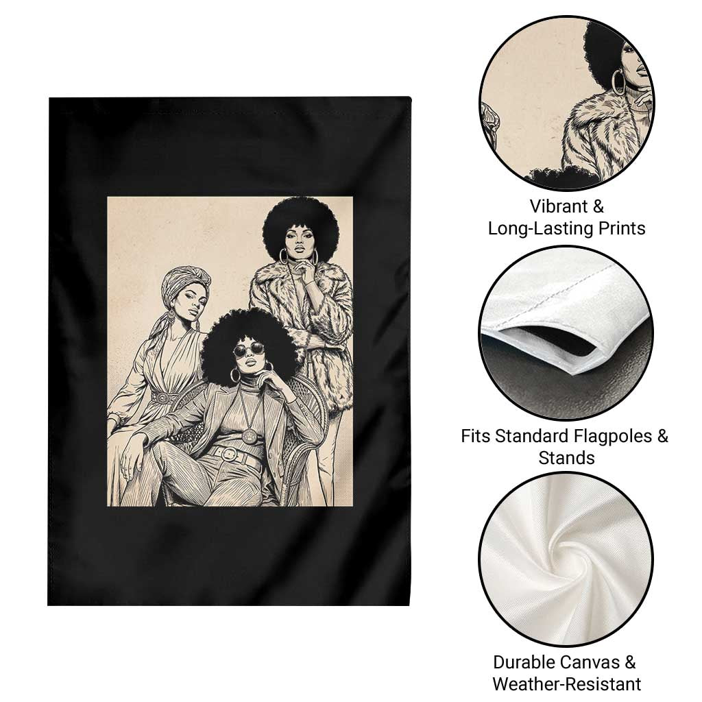 Vintage 70s Afro Queen Black Girl Pride Fashion Garden Flag