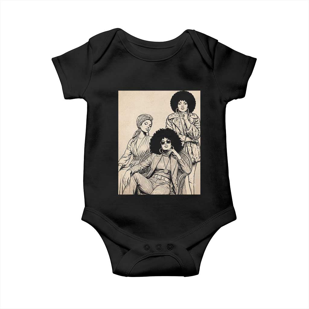 Vintage 70s Afro Queen Black Girl Pride Fashion Baby Onesie