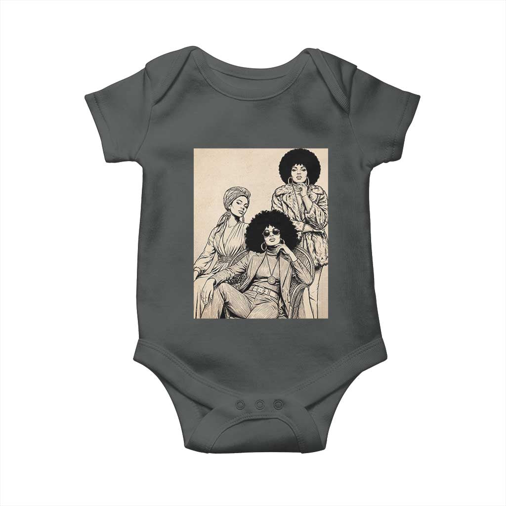 Vintage 70s Afro Queen Black Girl Pride Fashion Baby Onesie