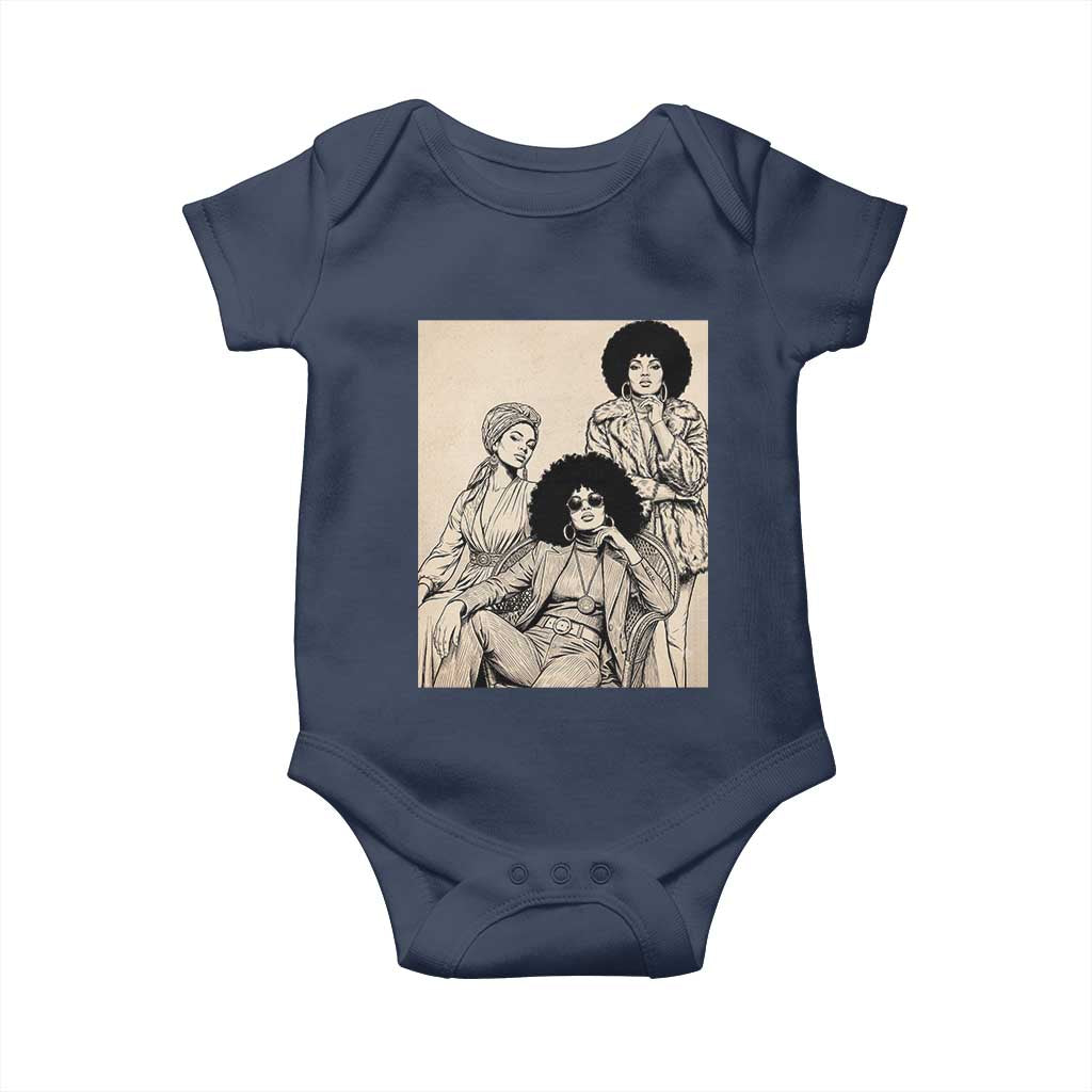 Vintage 70s Afro Queen Black Girl Pride Fashion Baby Onesie