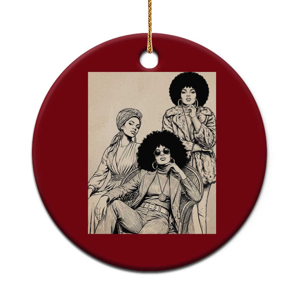 Vintage 70s Afro Queen Black Girl Pride Fashion Ceramic Ornament