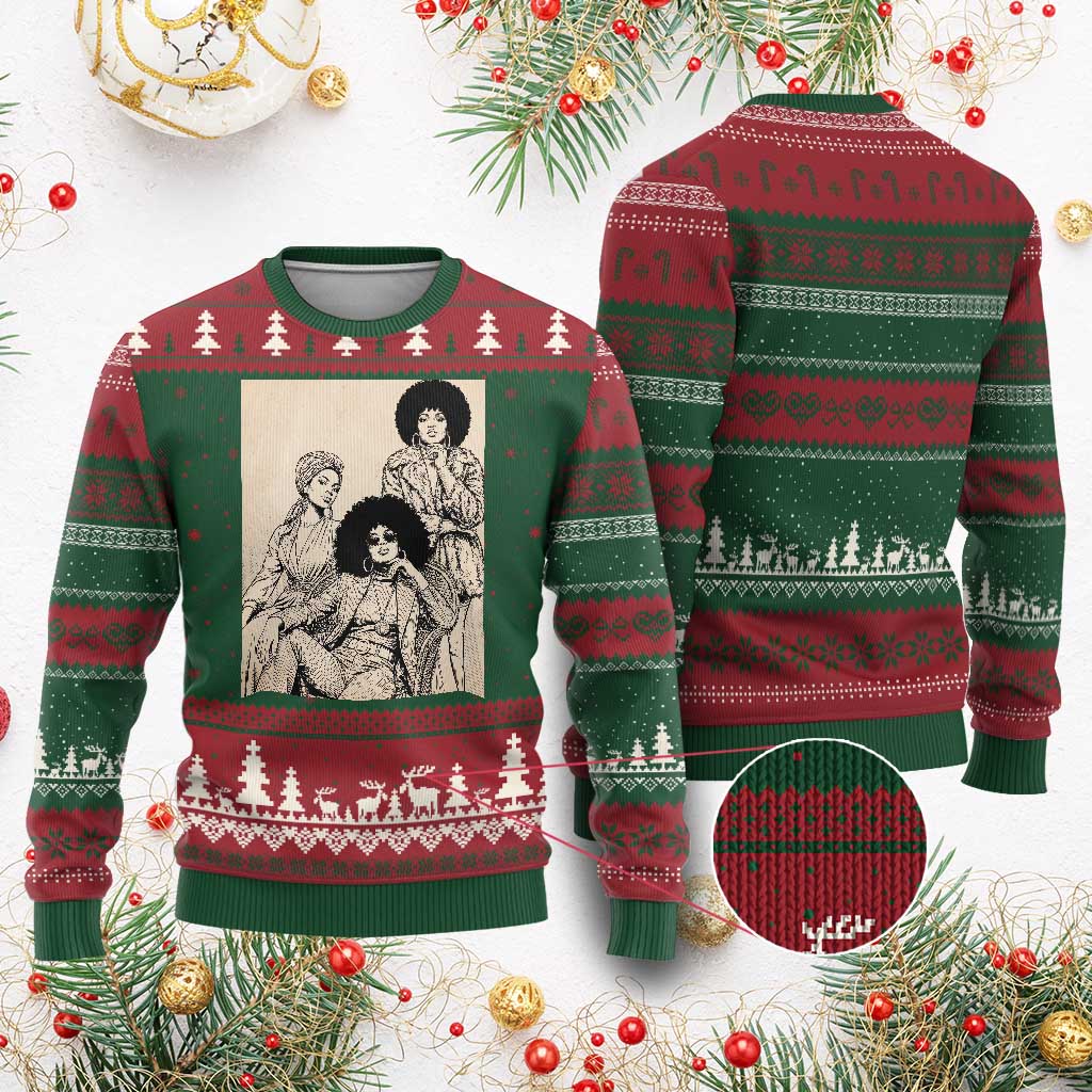 Vintage 70s Afro Queen Black Girl Pride Fashion Ugly Christmas Sweater