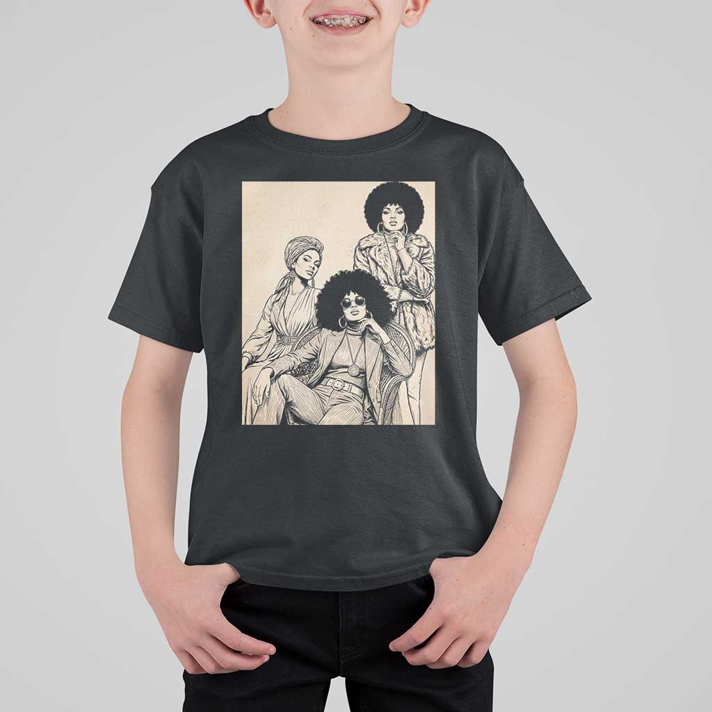 Vintage 70s Afro Queen Black Girl Pride Fashion T Shirt For Kid
