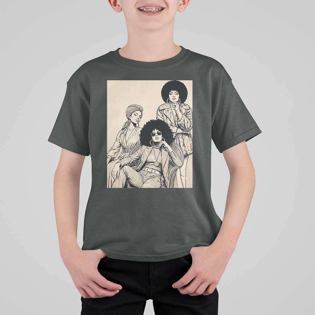 Vintage 70s Afro Queen Black Girl Pride Fashion T Shirt For Kid
