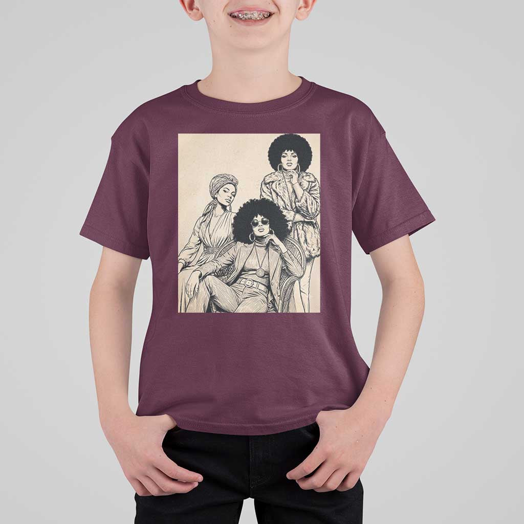 Vintage 70s Afro Queen Black Girl Pride Fashion T Shirt For Kid