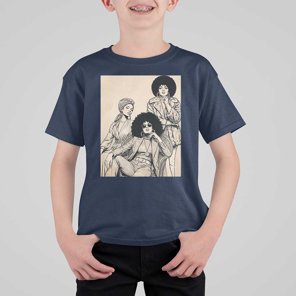 Vintage 70s Afro Queen Black Girl Pride Fashion T Shirt For Kid