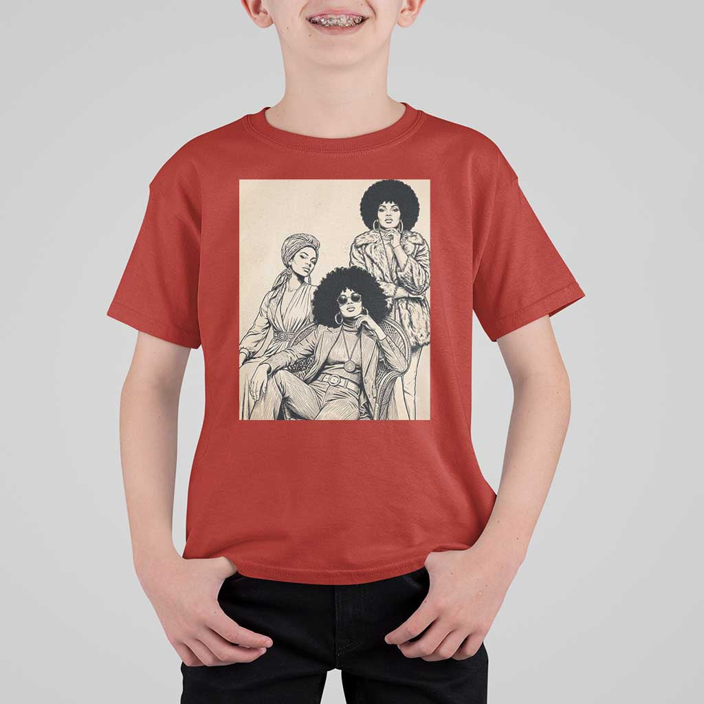 Vintage 70s Afro Queen Black Girl Pride Fashion T Shirt For Kid