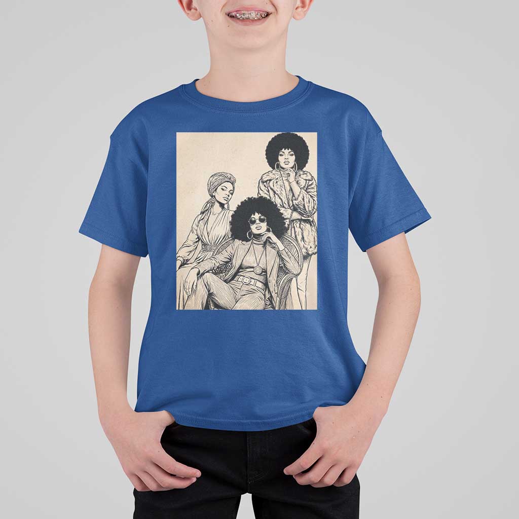 Vintage 70s Afro Queen Black Girl Pride Fashion T Shirt For Kid