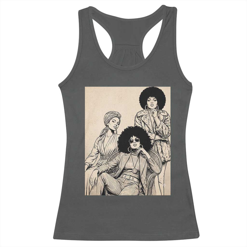 Vintage 70s Afro Queen Black Girl Pride Fashion Racerback Tank Top