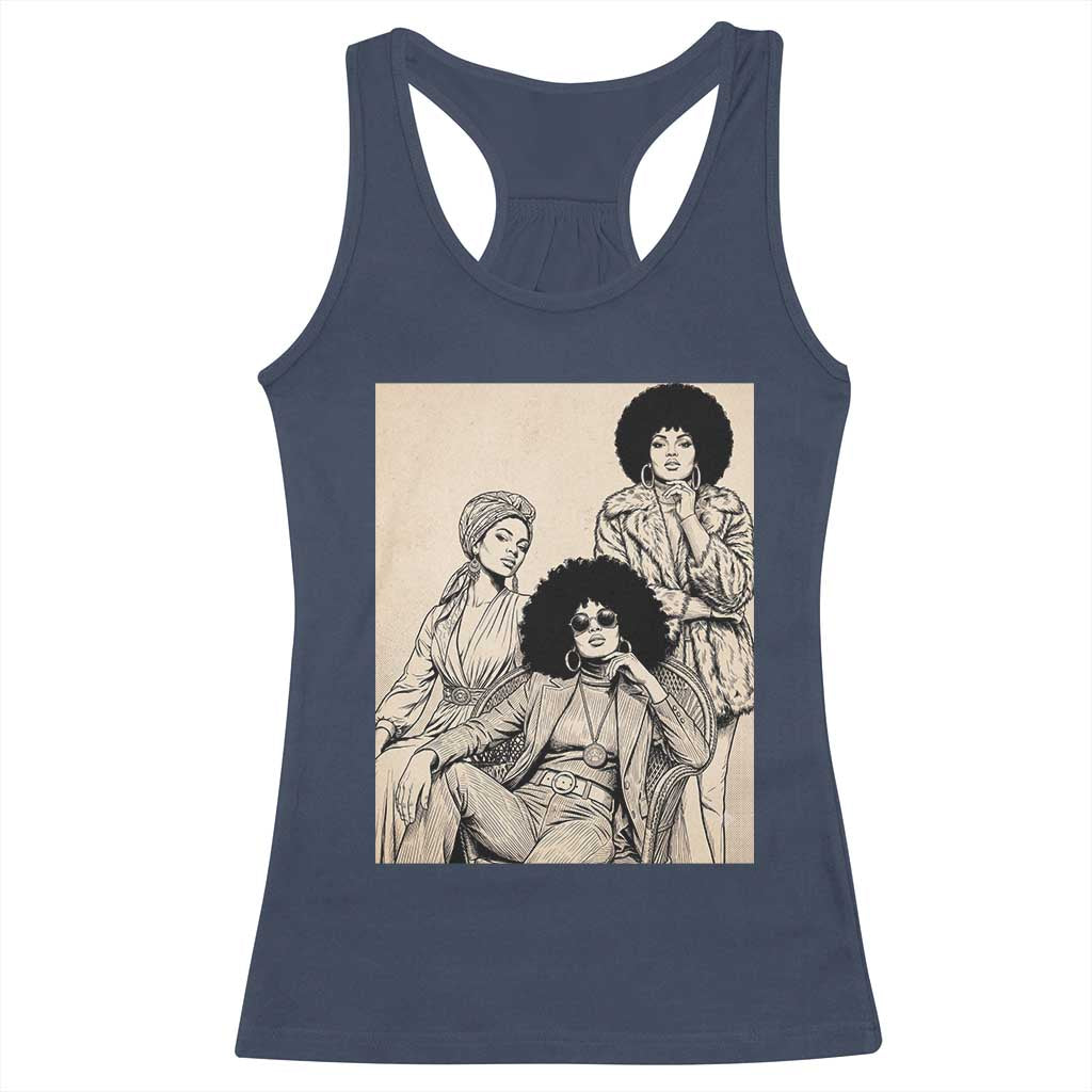 Vintage 70s Afro Queen Black Girl Pride Fashion Racerback Tank Top