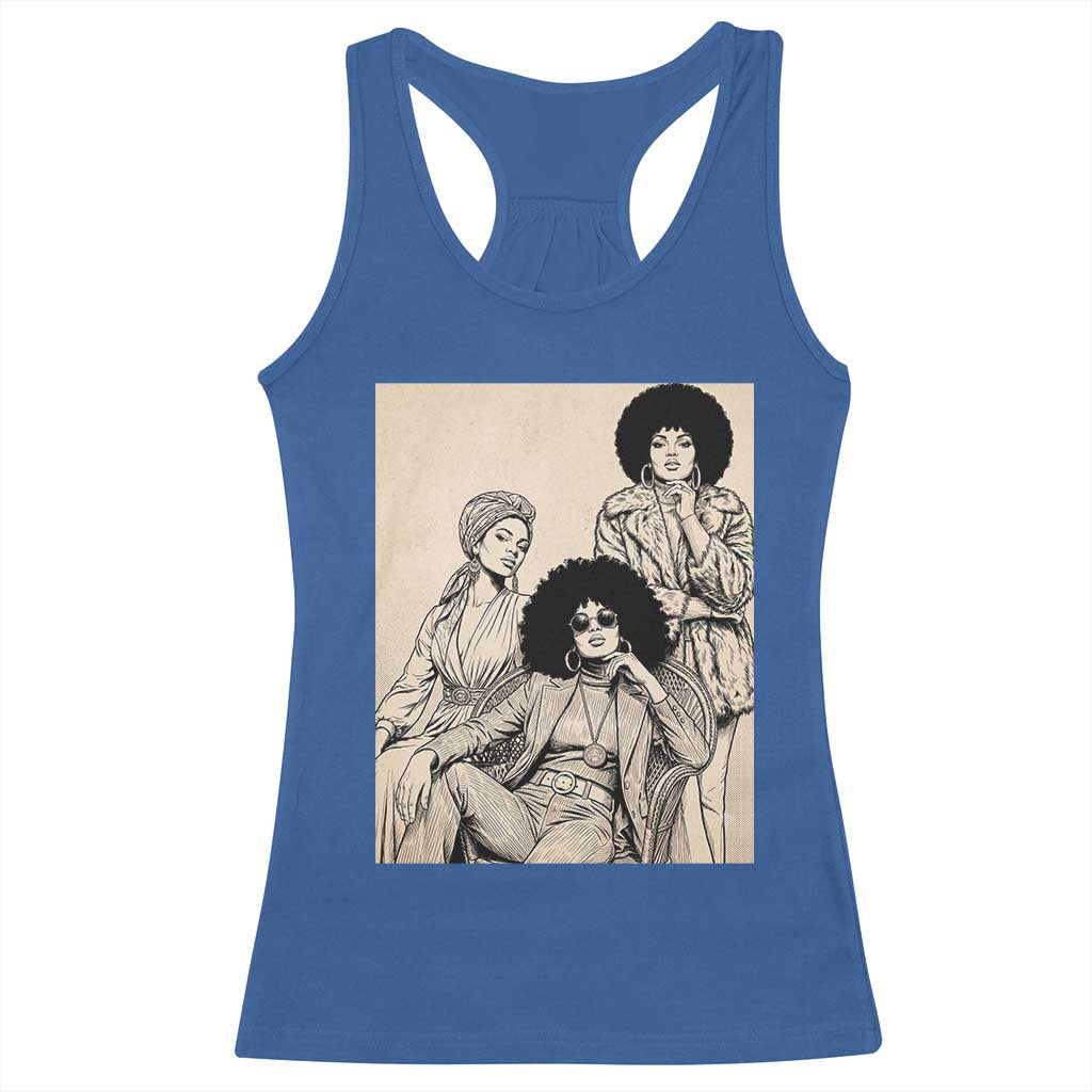 Vintage 70s Afro Queen Black Girl Pride Fashion Racerback Tank Top