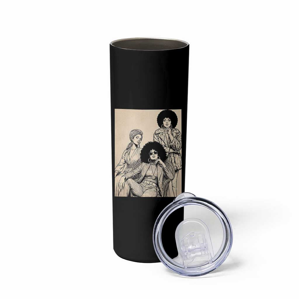 Vintage 70s Afro Queen Black Girl Pride Fashion Skinny Tumbler
