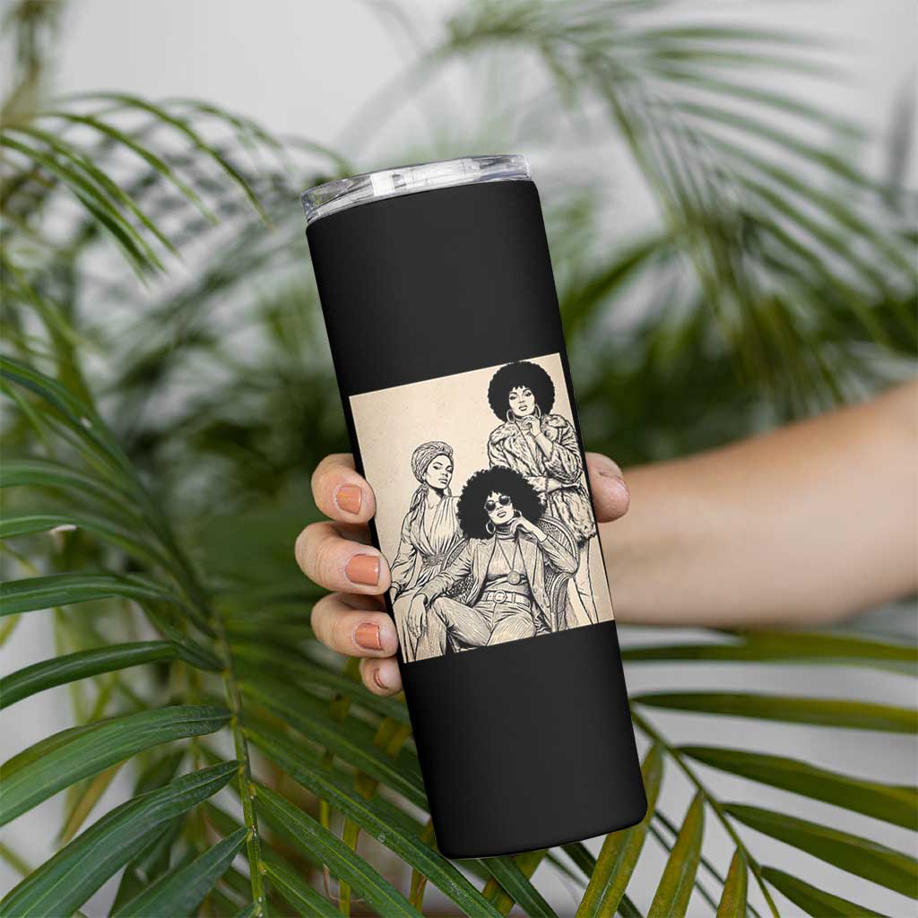 Vintage 70s Afro Queen Black Girl Pride Fashion Skinny Tumbler
