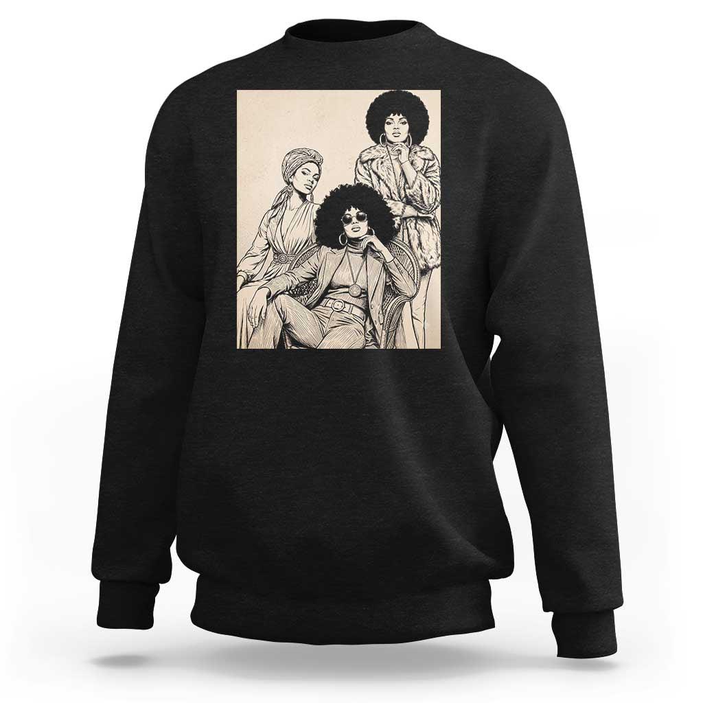 Vintage 70s Afro Queen Black Girl Pride Fashion Sweatshirt