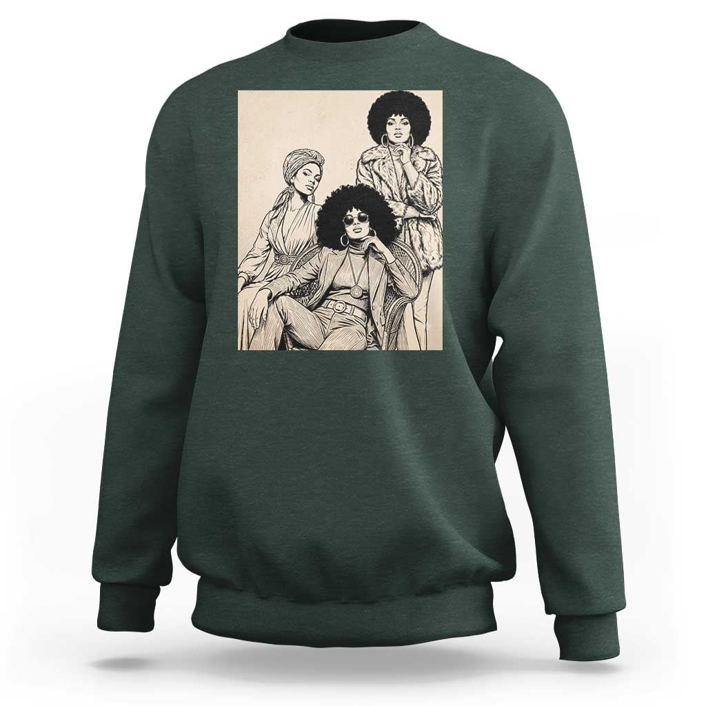 Vintage 70s Afro Queen Black Girl Pride Fashion Sweatshirt