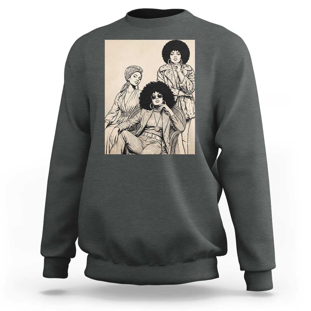 Vintage 70s Afro Queen Black Girl Pride Fashion Sweatshirt