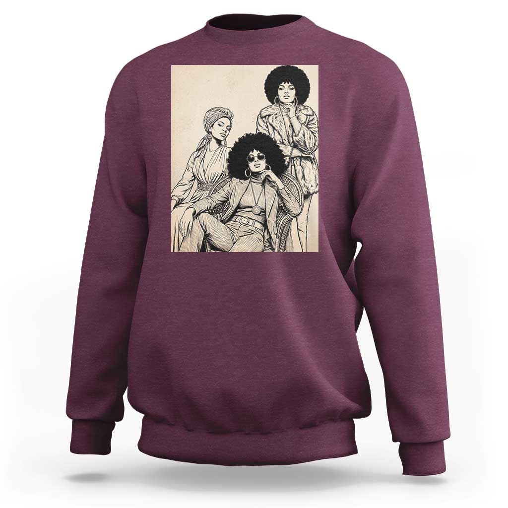 Vintage 70s Afro Queen Black Girl Pride Fashion Sweatshirt