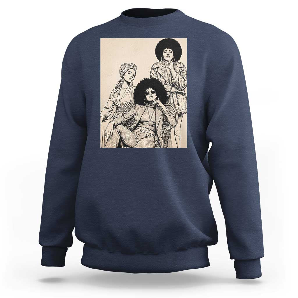 Vintage 70s Afro Queen Black Girl Pride Fashion Sweatshirt