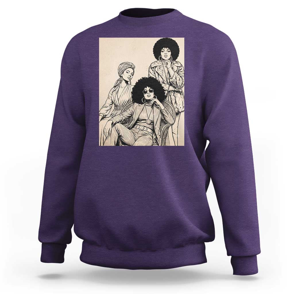 Vintage 70s Afro Queen Black Girl Pride Fashion Sweatshirt