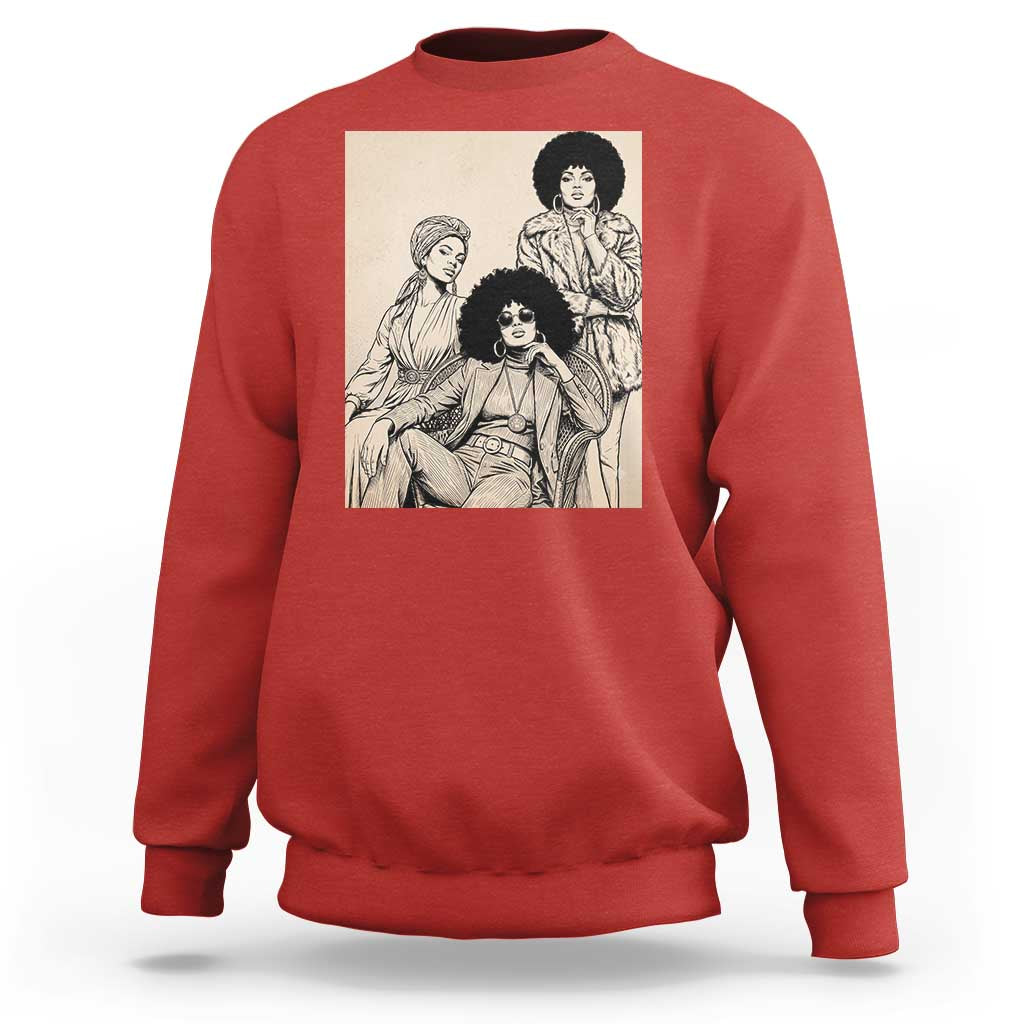 Vintage 70s Afro Queen Black Girl Pride Fashion Sweatshirt