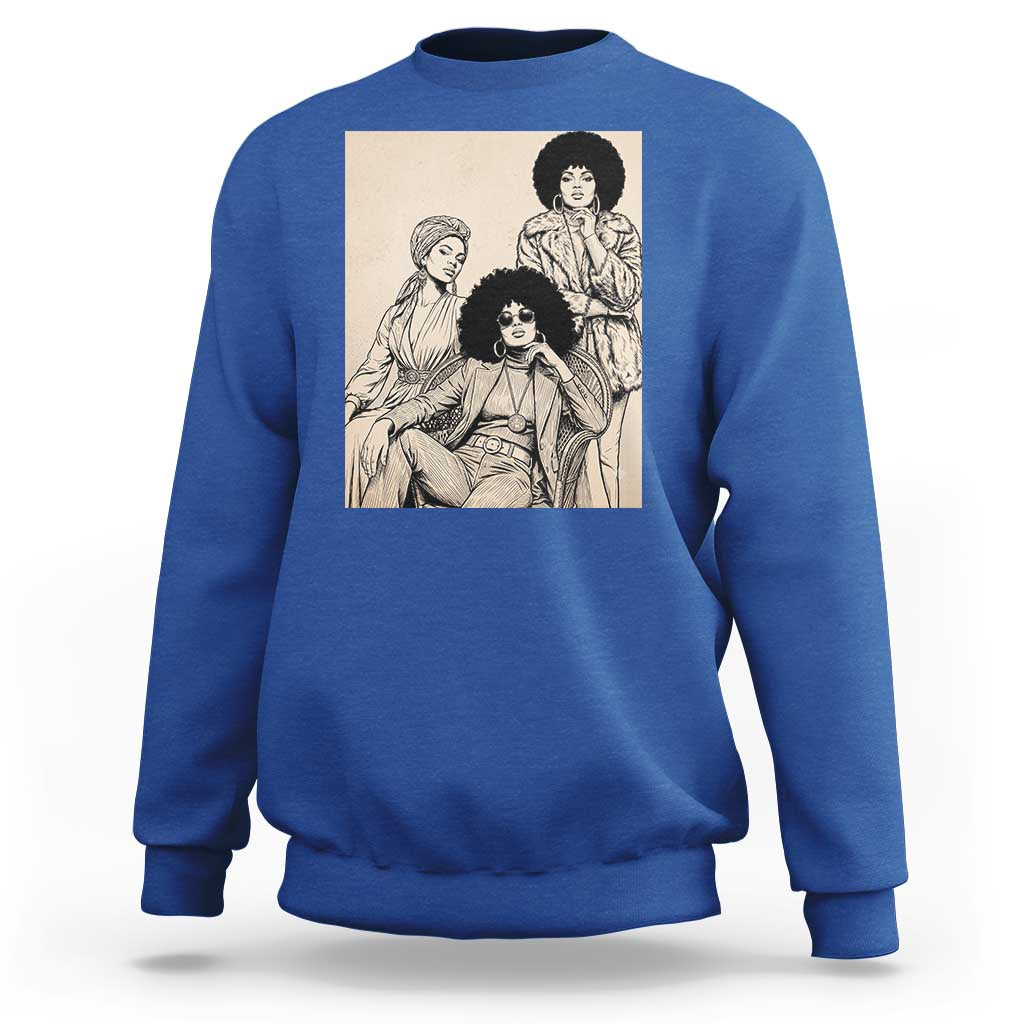 Vintage 70s Afro Queen Black Girl Pride Fashion Sweatshirt