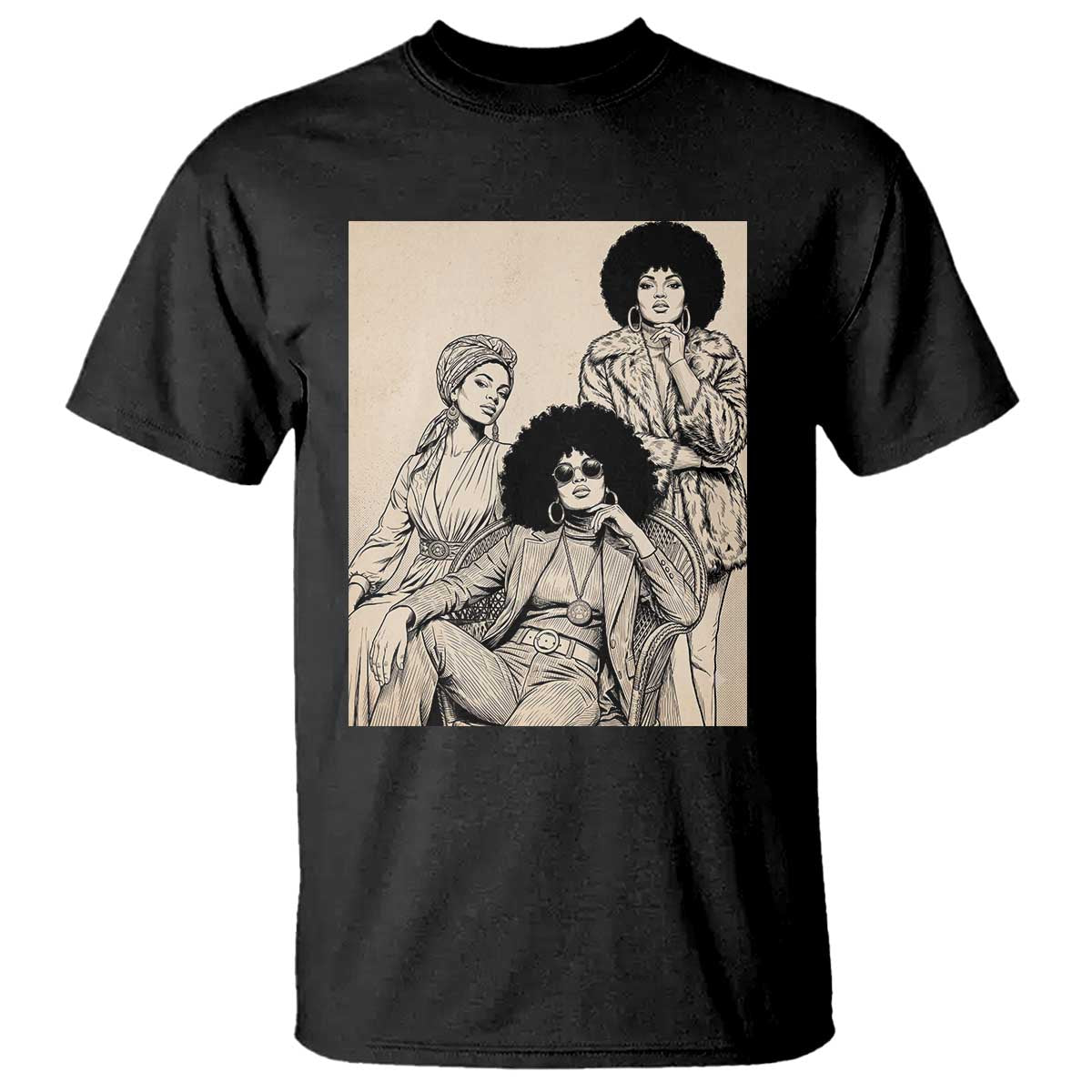 Vintage 70s Afro Queen Black Girl Pride Fashion T Shirt