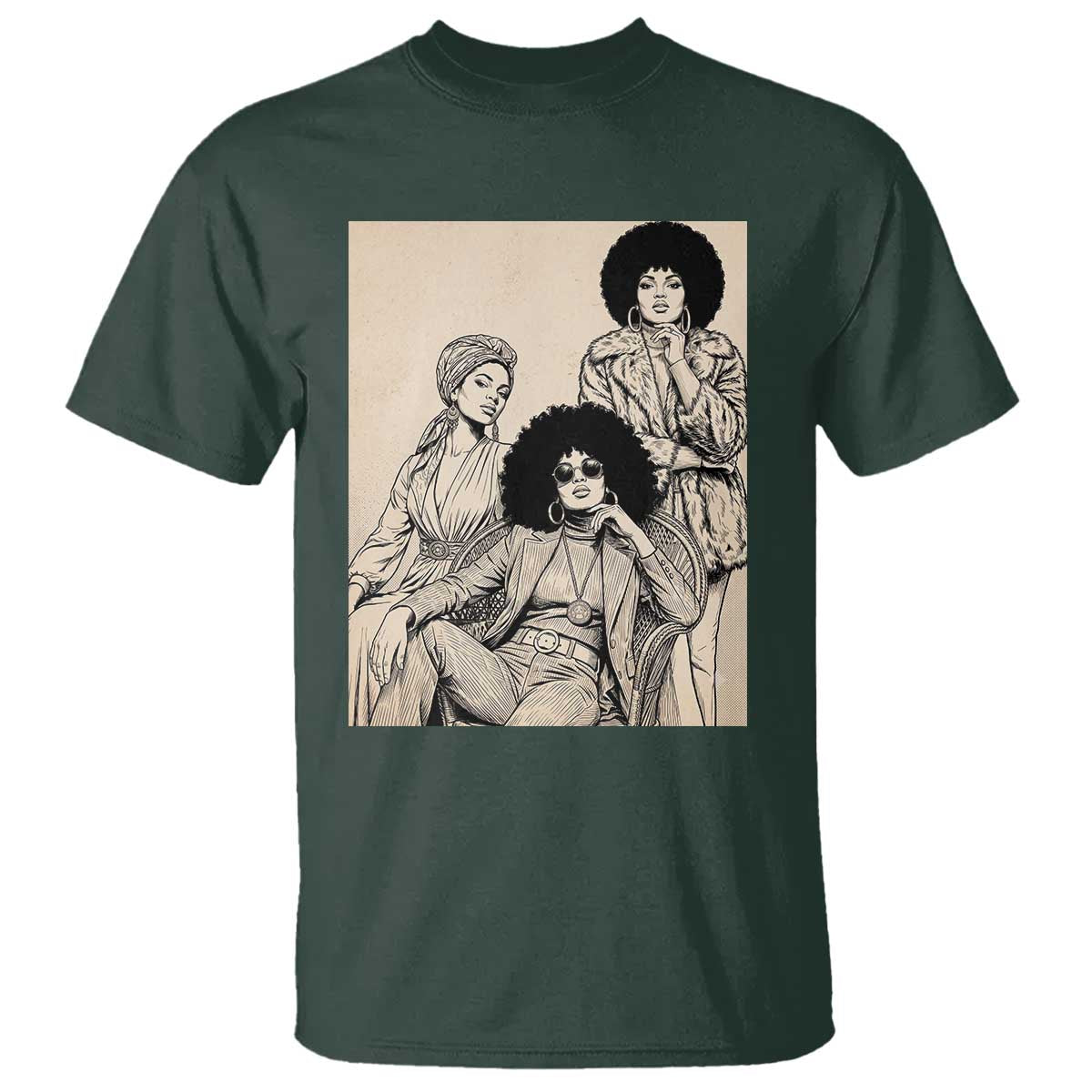 Vintage 70s Afro Queen Black Girl Pride Fashion T Shirt