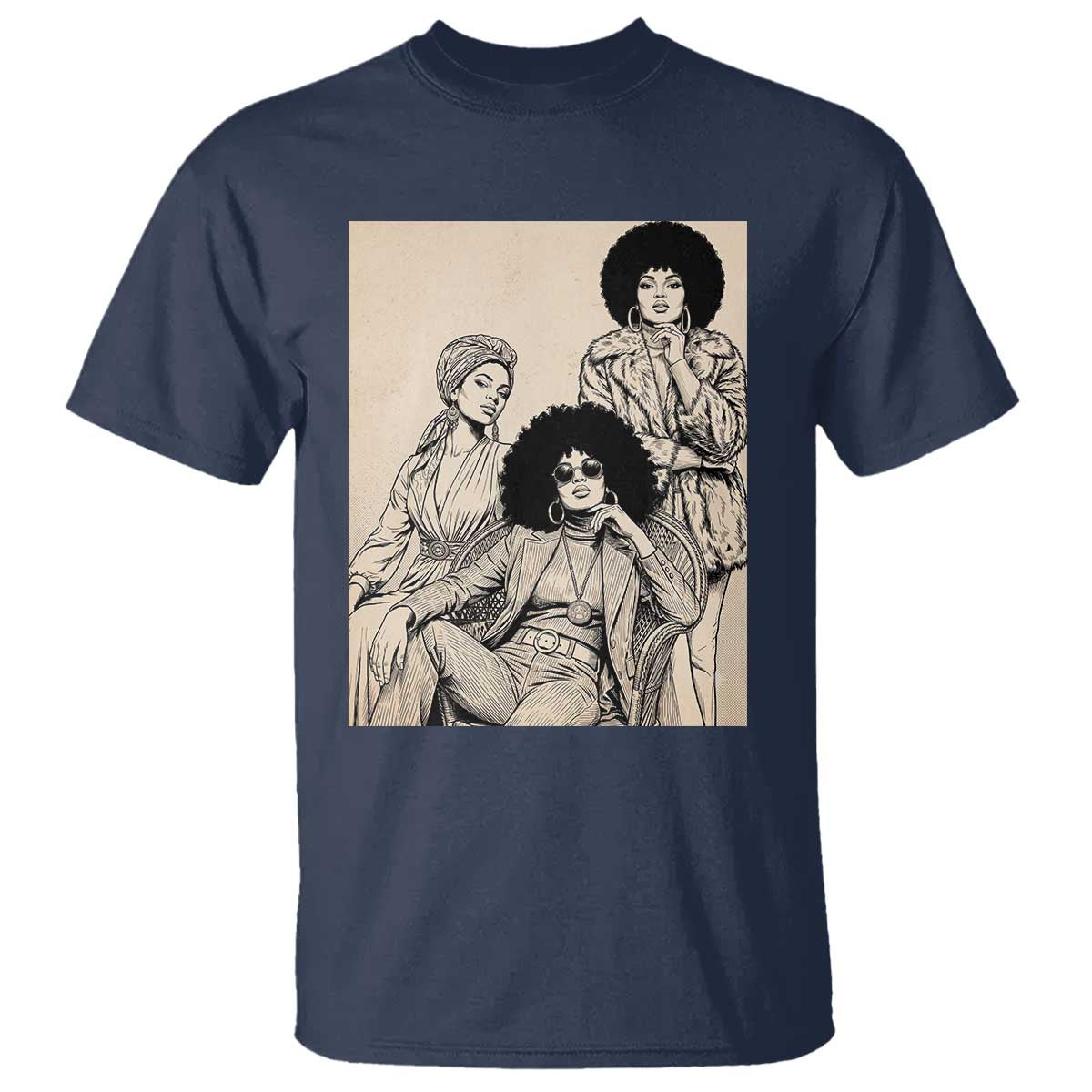 Vintage 70s Afro Queen Black Girl Pride Fashion T Shirt